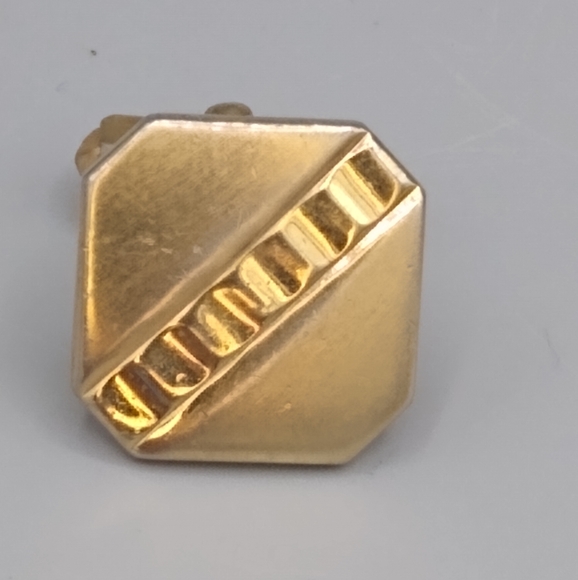 Gold Geometric Pyramid Cuff Links Vintage - Picture 2 of 12